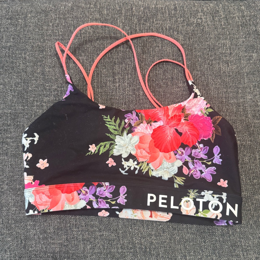 Peloton Black and Floral Sports Bra